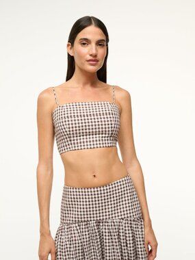 Staud FEDERICO TANK | DARK CHOCOLATE GINGHAM | Medium